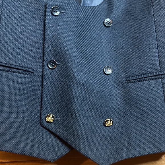 NWT Lords & Fools Wool Blend Costume Vest Button Lined Pocket Blue Embroidered - Picture 10 of 10